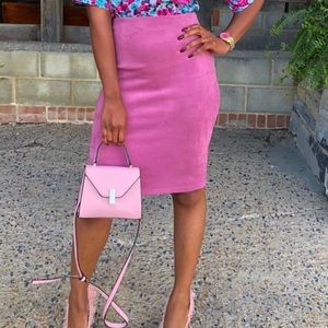 “Plush suede skirt”